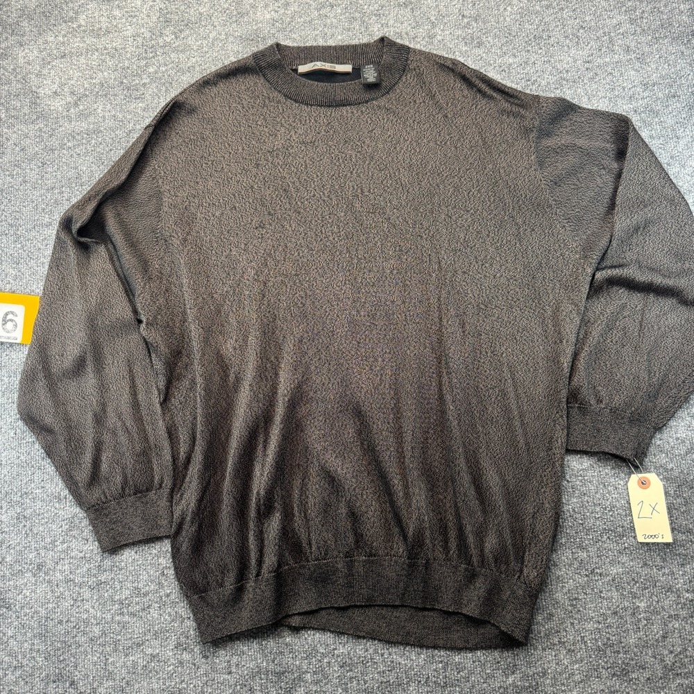 Vintage AXIS Sweater Mens 2XB Brown Fine Knit Crew Neck Grandpa Core Pullover